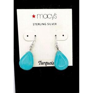 Macy's sterling silver turquoise drop hook earrings